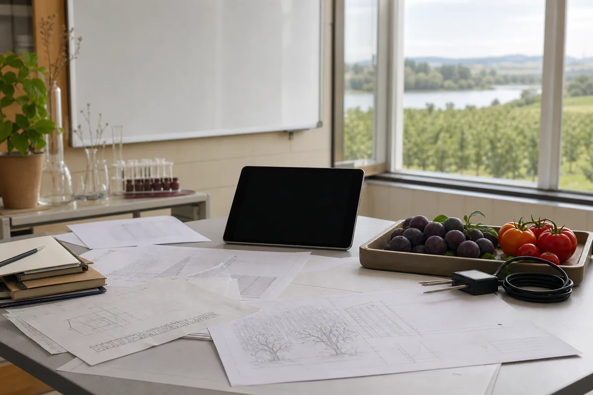 Documents techniques et plan de financement étalés sur une table de travail